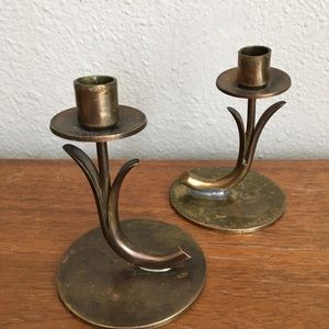 Vintage Brass MCM Candle Holders